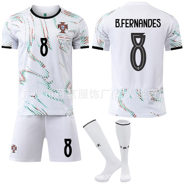 Portugal bortatröja vit säsong 26 nr 7 Ronaldo fotbollsuniform set nr 8 B Fee tröja laguniform gränsöverskridande dropshipping 8 #3XL