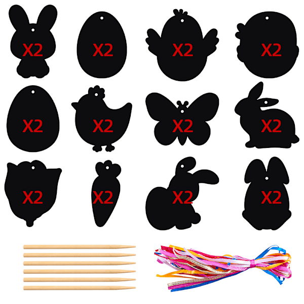 Ny produkt påskfest skrapmålning kanin festival skrapkort målning påsk diy presentetikett hänge 24J-0449-3