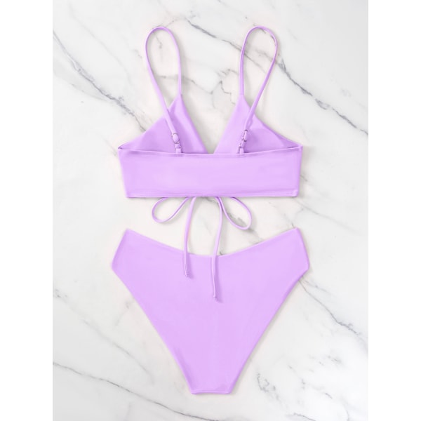 2025 Ny Ankomst Bikini Mode Export Amazon Ren Färg Knyt Rygg Sexig Bikini Separata Baddräkt Baddräkt Kvinnor ZH300YE M