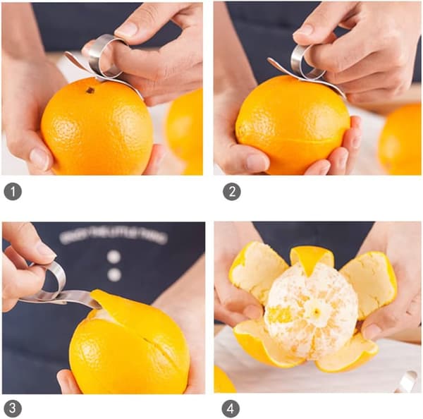 Orange Peeler, 4 Pcs 2-Pack Stainless Steel Orange Peeler Tool Portable Kitchen Gadget for Lemon and Shaddock Fruit Peeler
