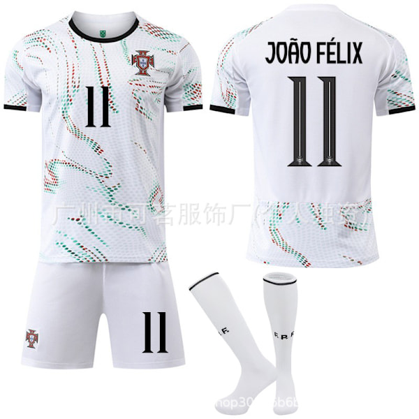 Portugal bortatröja vit säsong 26 nr 7 Ronaldo fotbollsuniform set nr 8 B Fee tröja laguniform gränsöverskridande dropshipping 11 #18