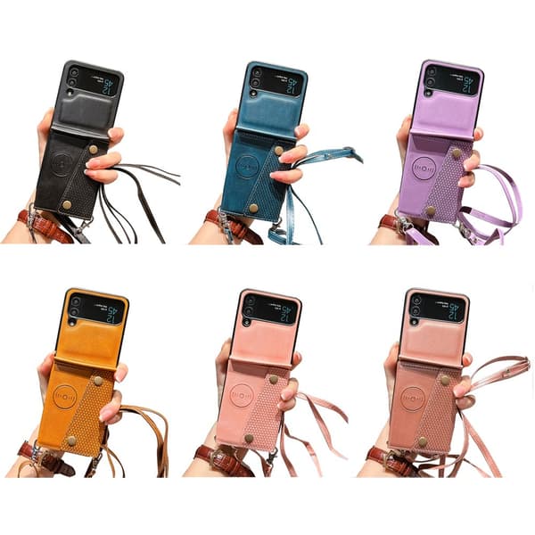 Smart Case with Card Holder - Samsung Galaxy Z Flip 4 Light Brown Ljusbrun