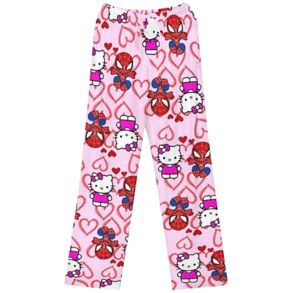 Sommarbyxor med tecknad film för promenader, tunna pyjamasbyxor för kvinnor, K-style, lösa, vår & höst, nyhet, hem, casual, utomhus, export Spider KT Pink Pants M