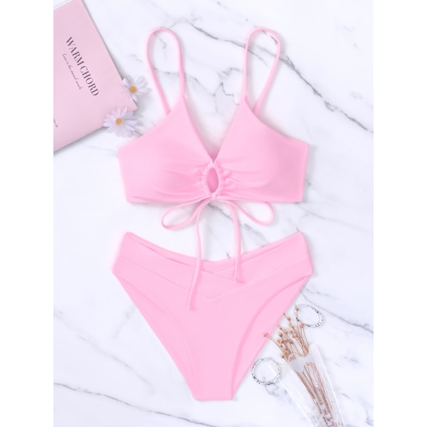 2025 Ny Ankomst Bikini Mode Export Amazon Ren Färg Knyt Rygg Sexig Bikini Separata Baddräkt Baddräkt Kvinnor ZH300PI M