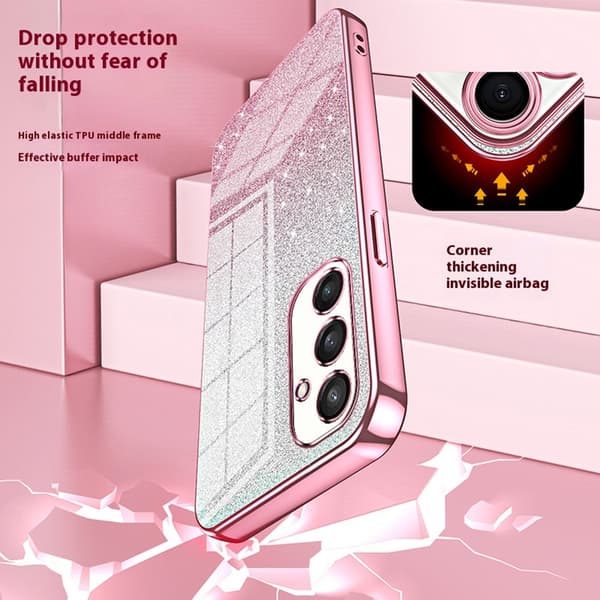 SKALO Samsung S25 Galvanisering Glitterdeksel - Rosa Rosa