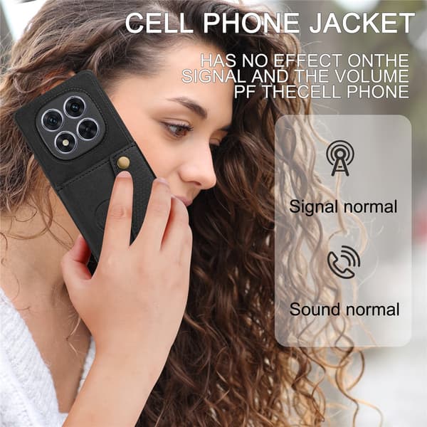 SKALO PU-læder 2-kortlomme cover til Xiaomi Redmi Note 15 Pro 5G - Sort Sort