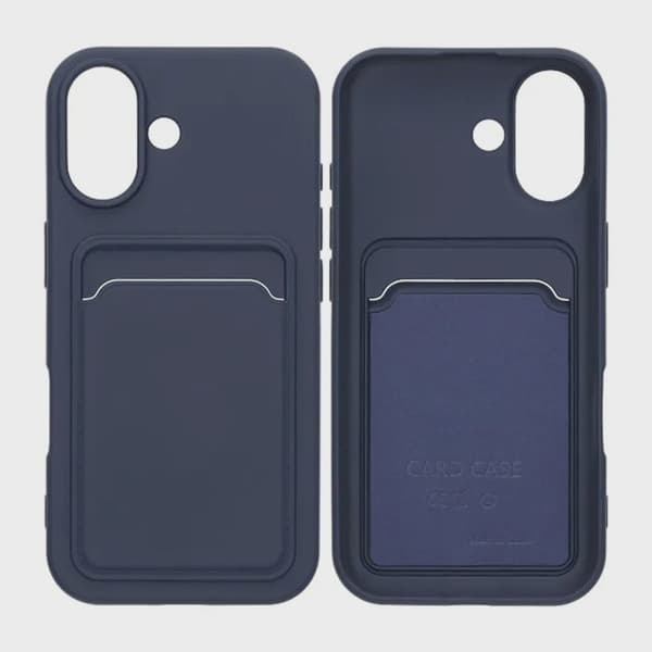 Silikonikuori korttipidikkeellä iPhone 17:lle - Sininen