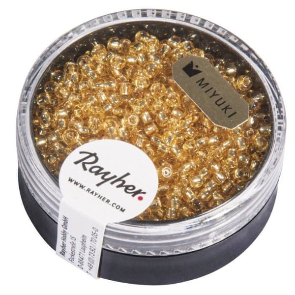 Premium - frøperler, 2,2 mm ø, lys topas, æske 12 g, med sølvkant Lys topas