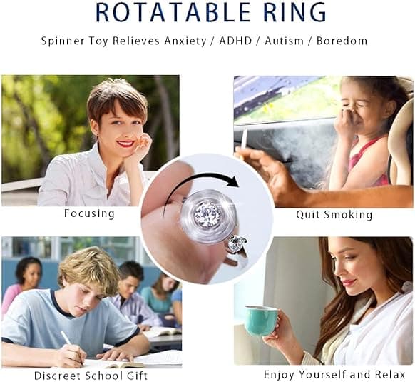 6 stk. Fidget Angstringe Justerbare Ringe Sæt Justerbare Ringe Fidget Ringe Damp Perlebånd, Stabelbar