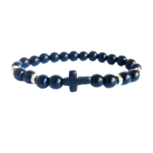 Hot sælgende Sten Sort Kors Elastisk Tråd Armbånd Black Dragon Pattern