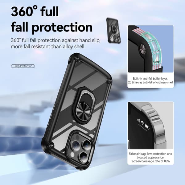 iPhone 16 Pro Max Deksel Støtsikkert Ring Hybrid Svart