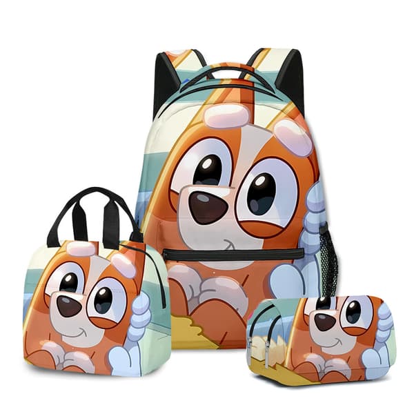 Studentryggsäck tredelad bokväska lunchväska pennfodral 16 styles Backpack+lunch bag+pencil case