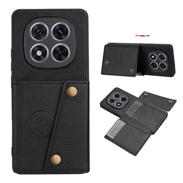 SKALO PU-læder 2-kortlomme cover til Xiaomi Redmi Note 15 Pro 5G - Sort Sort