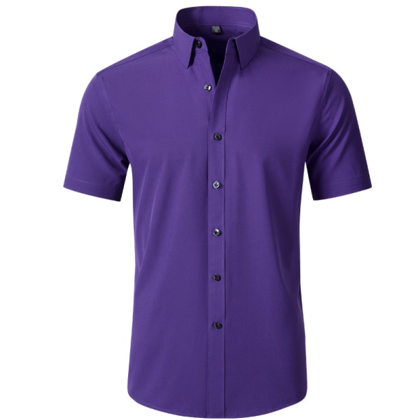 Fyrsidig elastisk skjorta herrskjorta strykfri anti-rynk Amazon export enkel affärs tunn skjorta herr purple 40/XS