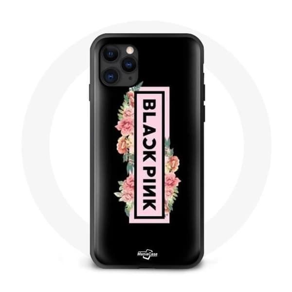 Kuori iPhone 12:lle Blackpink K-pop -ryhmän logolla mustalla taustalla