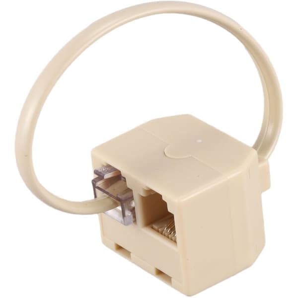 RJ11 6P4C 2-vejs telefonudgangsstikadapter separationslinje beige