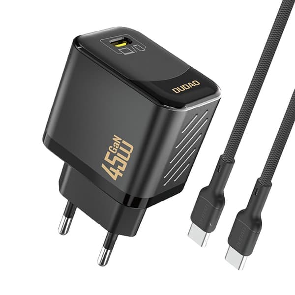 Dudao 45W GaN Vegglader med USB-C og USB-C-kabel – Svart