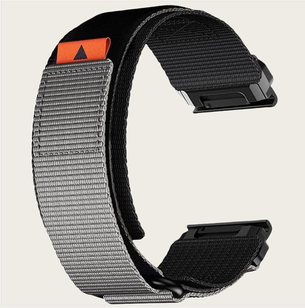 22 mm nylon klokkerem for Garmin Fenix ​​8/7X Pro/5X 6X Grå Grå Grey