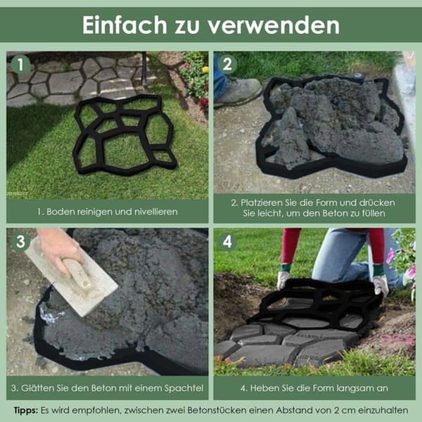 Genanvendelig PP haveplatformform, 40 x 40 x 4 cm - geometrisk mønster