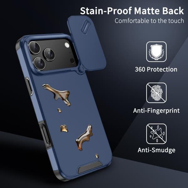 iPhone 17 Pro Skal med Skjutbart Kameraskydd TPU + PC Blå Blå