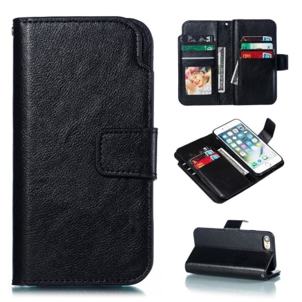 iPhone 7/8/SE (2020/2022) - Wallet Case med 9 Kortpladser - Sort