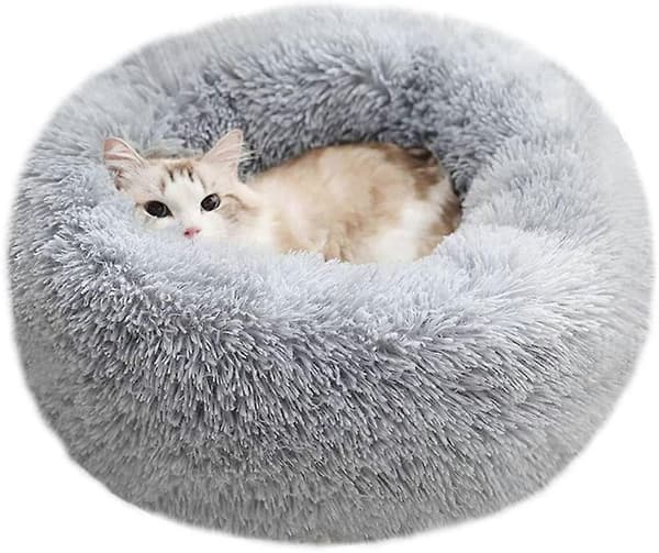 Mini Mellemstore Hund Kat Seng Selvopvarmende Efterår Vinter Indendørs Lursøvn Hyggelig Kattekennel (S(19.7Dx7.9 H, Lysegrå)
