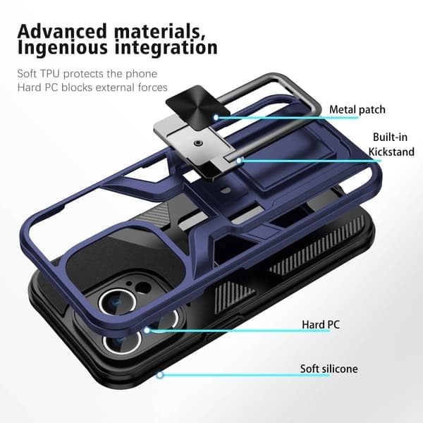 Iskunkestävä iPhone 14 Pro Hybridikotelo - Sininen Sininen