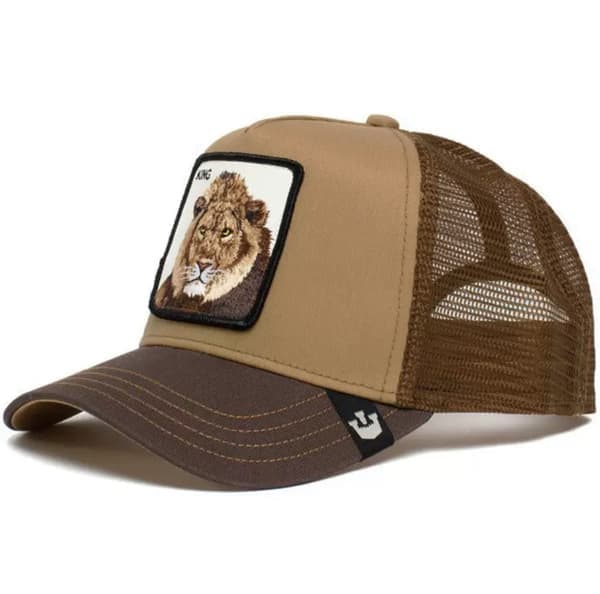 Brodert caps med dyreprint og netting - Snapback - Løve