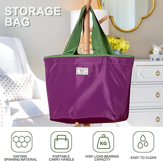 Gjenbrukbare handleposer, stor sammenleggbar handlepose med glidelås, vanntett handlepose, lette handleposer i nylon for shopping hjemme
