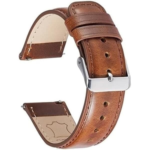 Ægte læder urrem quick release brun armbånd ægte læder urrem - 22mm