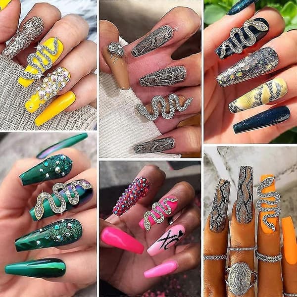 Nagel Charms Orm Nagelkonst Charms 3d Nagel Strassstenar för Nagelkonst Tillbehör