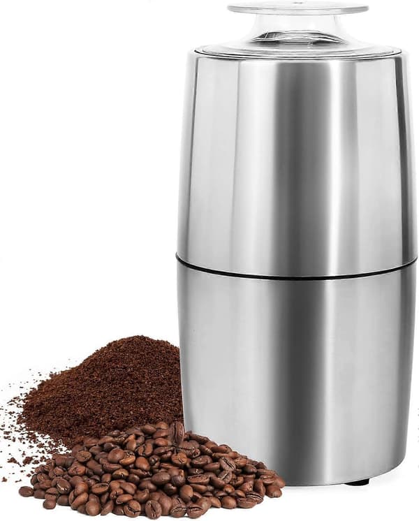 Elektrisk kaffekvarn, kaffebönkvarn i rostfritt stål för kaffe, en-trycks kvarn