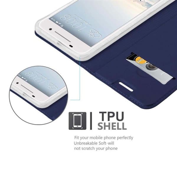 Flipfodral till HTC ONE A9 i MÖRKBLÅ KLASSISK Plånbok Stötsäker Blå