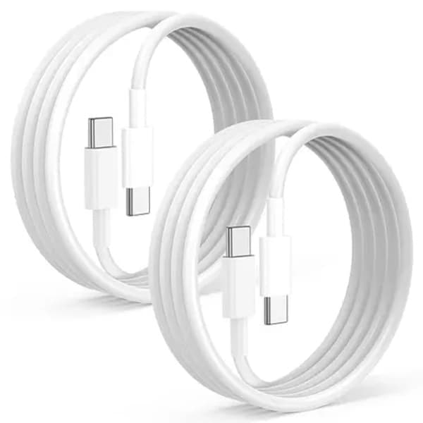 2-pak USB-C til USB-C opladerkabel 2m til iPhone 15/16/17 hurtigoplader hvid
