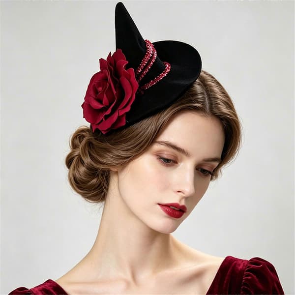 Gotisk stil edderkopper blomst fjær hårnål elegant heksehodeplagg for kvinner jenter Halloween utkledning seksjon 2