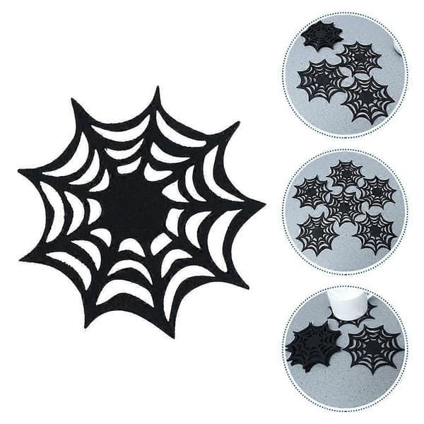Spindelvæv Coaster Filt Halloween til Dekoration 9 Stk Multifunktionelle Bordunderlag