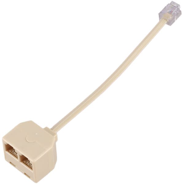 RJ11 6P4C 2-vejs telefonudgangsstikadapter separationslinje beige