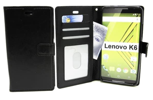 Crazy Horse Pung Lenovo K6 Sort Svart