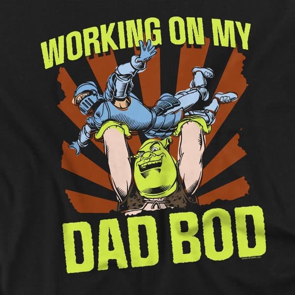 Shrek T-shirt til mænd \"Working On My Dad Bod\" 5XL Sort Sort 5XL 5XL