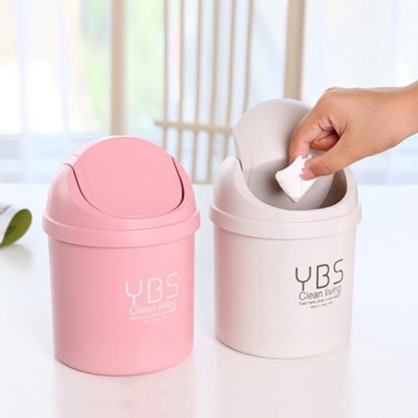 Stasjonær Mini Søppelbøtte Liten Søppelbøtte Husholdning med Søppelkasser Skrivebord Hvit S White S
