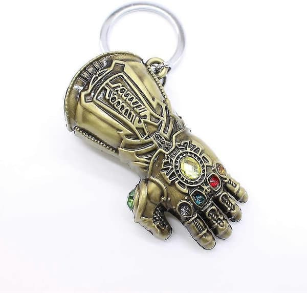1 X Thanos-hanske flaskeåpner nøkkelring (bronse)