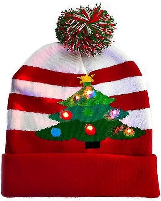 LED julelue, jule-LED strikket lysende lue Unisex vinterlue genserlue