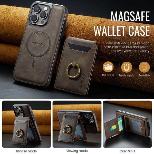 Kompatibel med Apple iPhone 16/15/14 Magnetisk Split MagSafe Kortholder Etui Sort