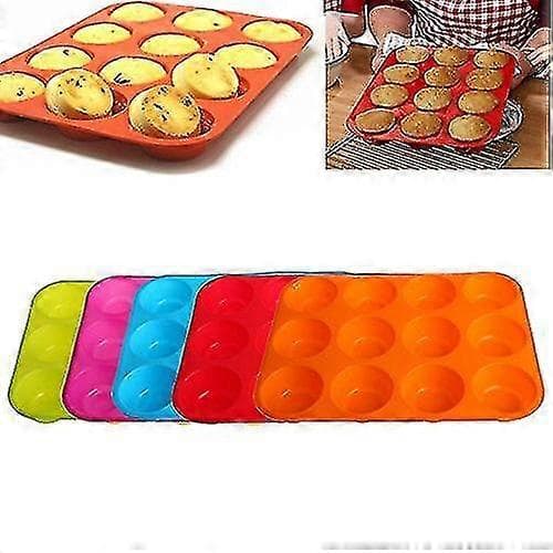 12 kop cupcake kageforme muffinform, silikone, blå, 11,61 x 8,66 x 1,18 cm