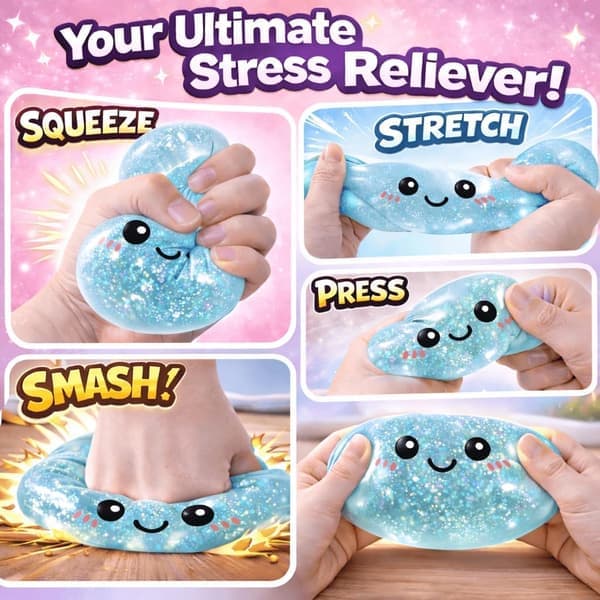 Glitter Dumpling Squishies Mystery Box, Blød Dumpling Stressaflastende Sanselegetøj til Voksne (Lyseblå) lyseblå light blue