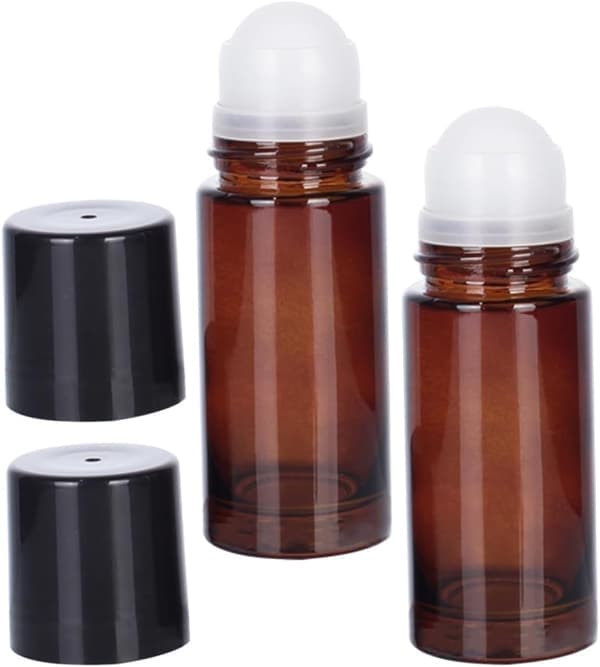 2 st 50 ml tomma bärnstensfärgade glasflaskor med roll-on, påfyllningsbara parfymflaskor, läckagesäkra