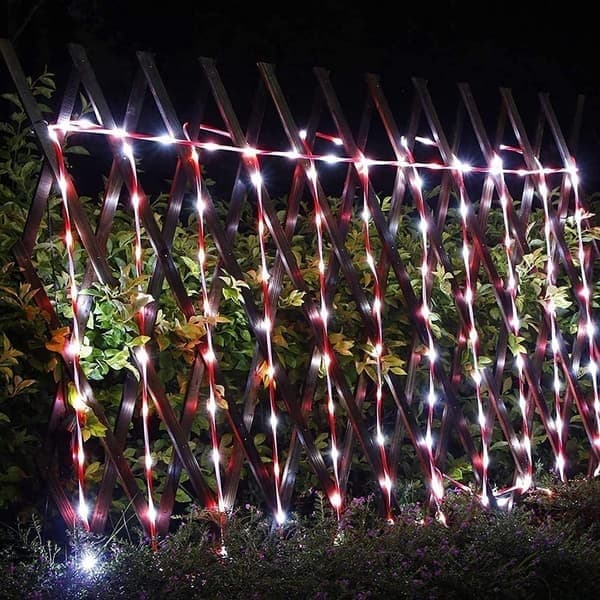 Lysende udendørs julepynt, 10m slikfarvede solcellelyskæder med 100 LED-lys, vandtæt udendørs terrassepynt
