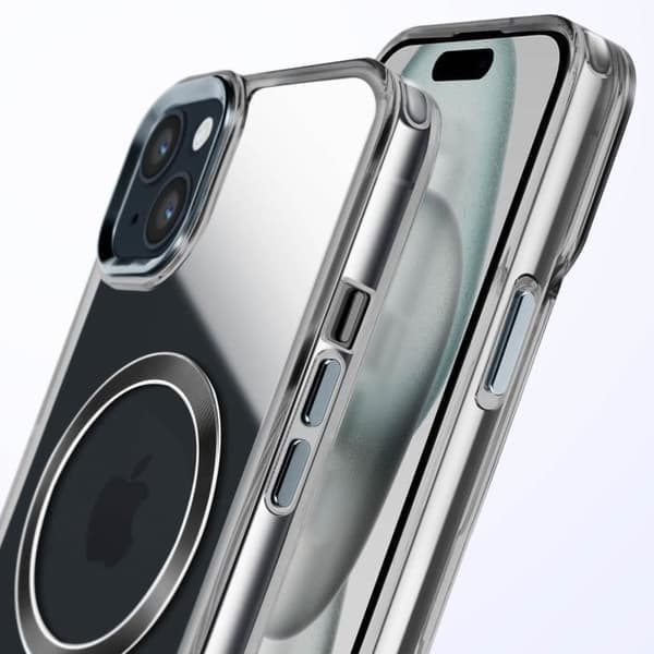 MagSafe Cover til iPhone 15 Bagside i Krystal Farve Sort Sort