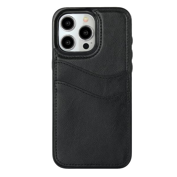 iPhone 16 Pro læderetui med kortplads (sort)