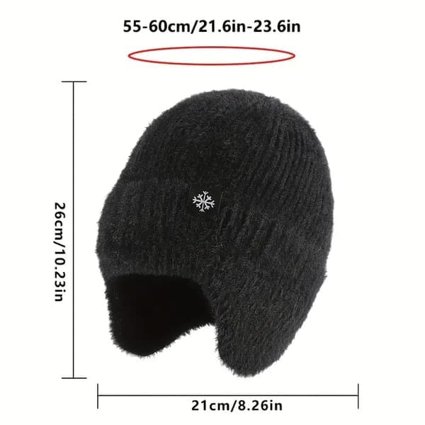 Efterårs- og vinterhatte til mænd og kvinder, ørevarmere, strikhuer, bløde og varme skihuer, julegaver, tilbehør Sort Black